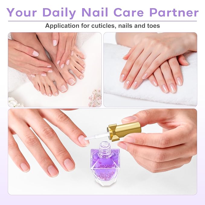 Cuticle Oil, Cuticle Nail Oil Infused with Real Flowers, Lavender 12ml