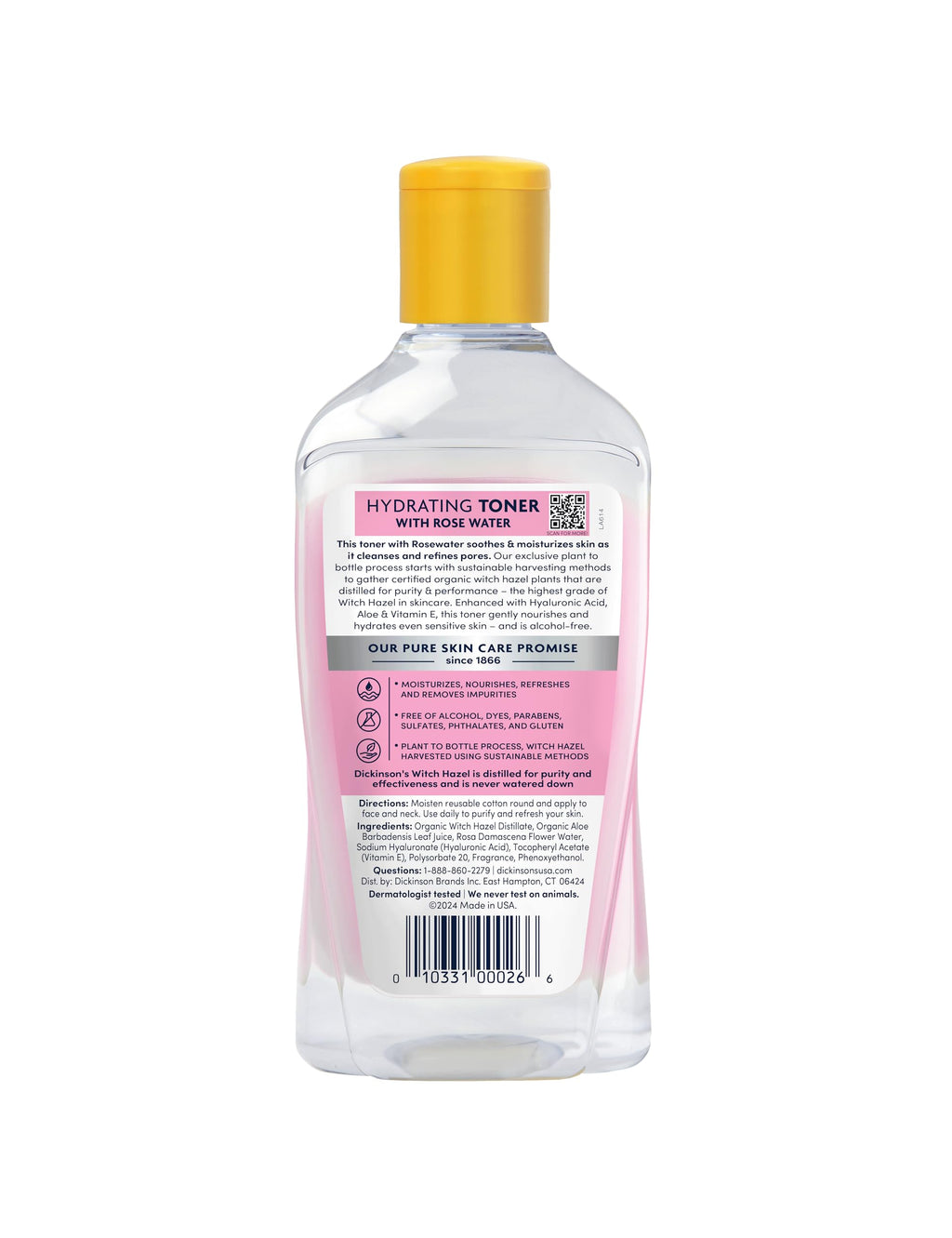 Dickinson's Witch Hazel Hydrating Toner with Rosewater | 16 Fl Oz