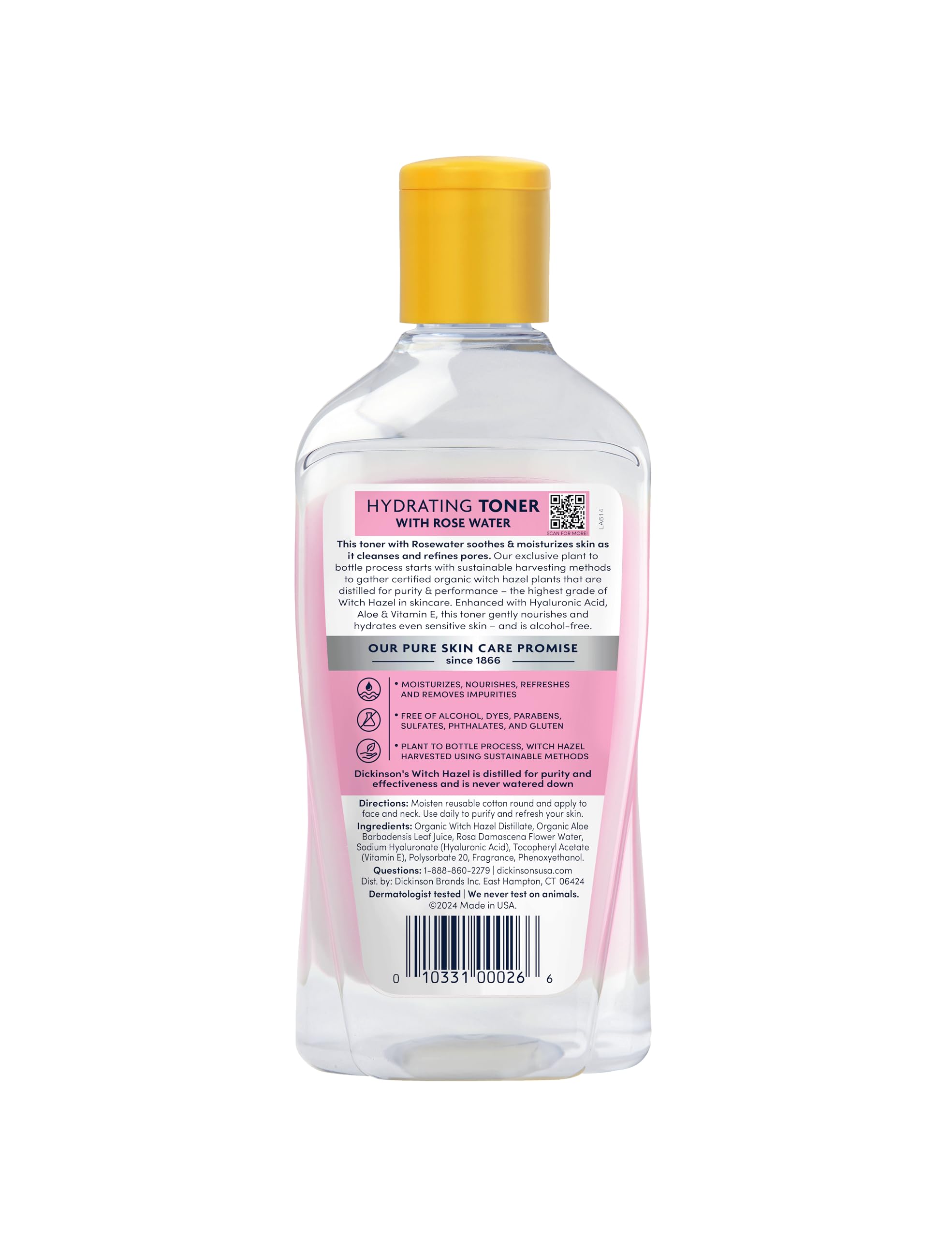 Dickinson's Witch Hazel Hydrating Toner with Rosewater | 16 Fl Oz