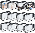 YOQIVEXU 12 Pieces Clear Makeup Bags, TSA Approved Toiletry Bag for Travel, Transparent Cosmetic Pouch with Zipper, Waterproof Vinyl Plastic Organizer Case for Vacation Bathroom (Medium)