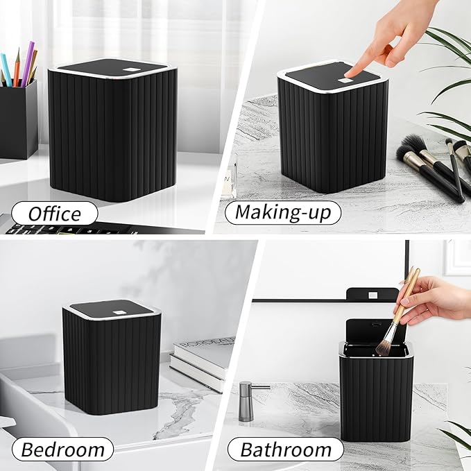 InnJoey Bathroom Accessory Set - Bathroom Set, 27PC Bathroom Accessories Set, Black Bathroom Sets with Shower Curtain and Rugs, Mini Trash Can, Toilet Brush, Trash Can & Soap Dispenser