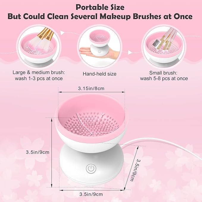 Luxiv Electric Makeup Brush Cleaner, Automatic Brush Washer Machine, Pink
