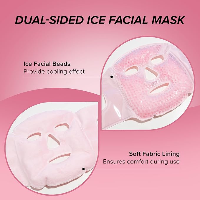 SKIN GYM CryoChill Ice Beaded Face Mask – Reusable Cooling Cryo Face Mask for Puffiness & Headache Relief, Gel Bead Ice Mask for Face, Depuffing Cold Face Mask for Skincare