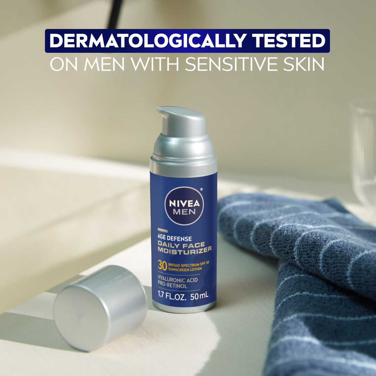NIVEA MEN Age Defense Daily Face Moisturizer, SPF 30, 1.7 FL OZ