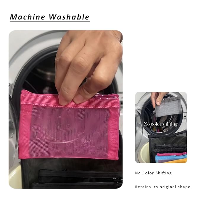 Patu Mini Zipper Mesh Bags, 4" x 5", Size S / A7, 5 Pieces, Beauty Makeup Lipstick Cosmetic Accessories Organizer, Small Travel Kit Storage Pouch, Pink