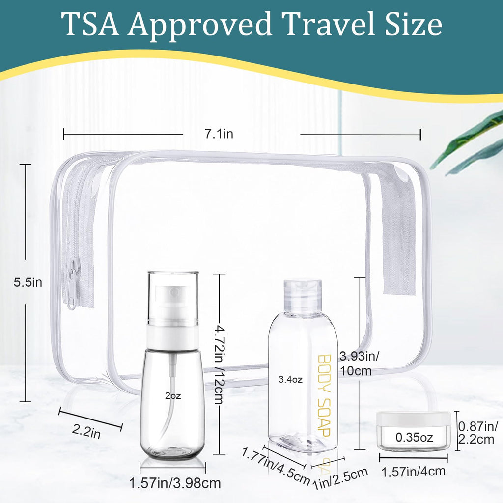 Cosywell 9PCS Leakproof Travel Bottles for Toiletries - TSA Approved Refillable Containers Set for Shampoo, Conditioner, Lotion, Cream Jars