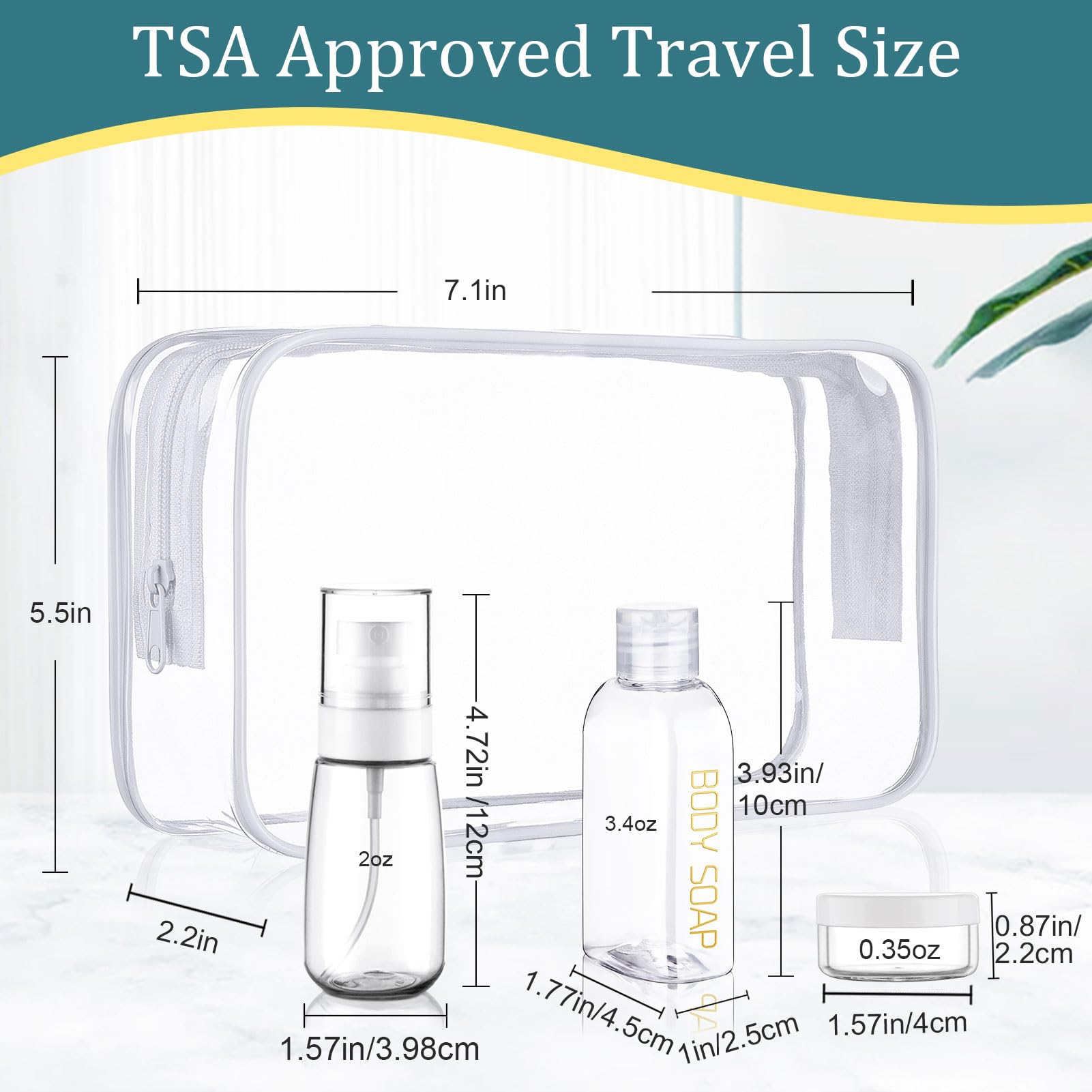 Cosywell 9PCS Leakproof Travel Bottles for Toiletries - TSA Approved Refillable Containers Set for Shampoo, Conditioner, Lotion, Cream Jars