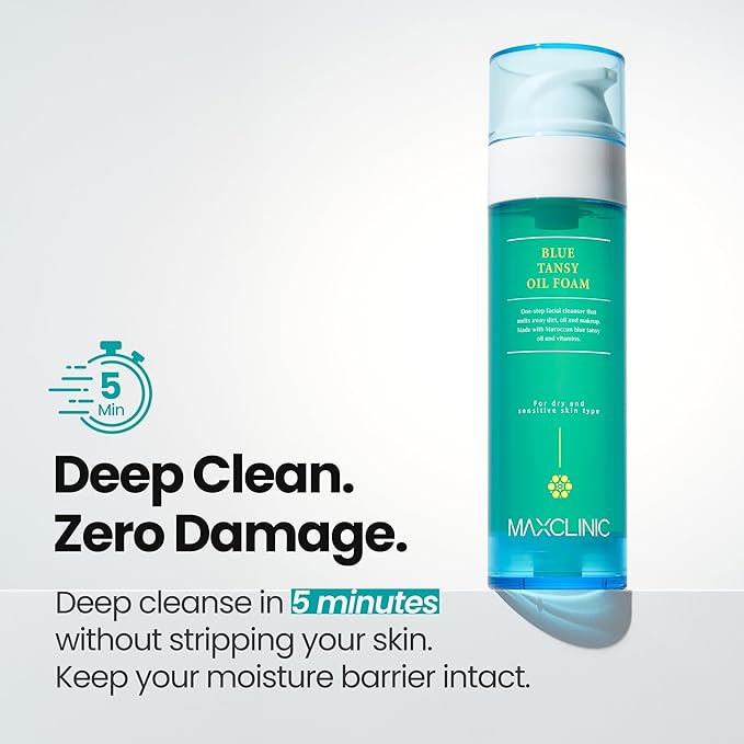 [K-Beauty] Blue Tansy Oil to Foam - All-in-One Korean Face Wash Oil-Based Foaming Facial Cleanser - Excess Sebum & Oil Control - Gentle Makeup Deep Cleansing Oil for Oily Skin Types 3.88 fl oz