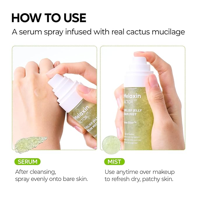 Dr.Melaxin Cactox Pore Relief Jelly Serum Mist, Instant Cooling Face Mist for Pore Tightening & De-Puffing, Hydrating Cactus Serum for Puffy Skin, 80ml (2.7 fl oz)
