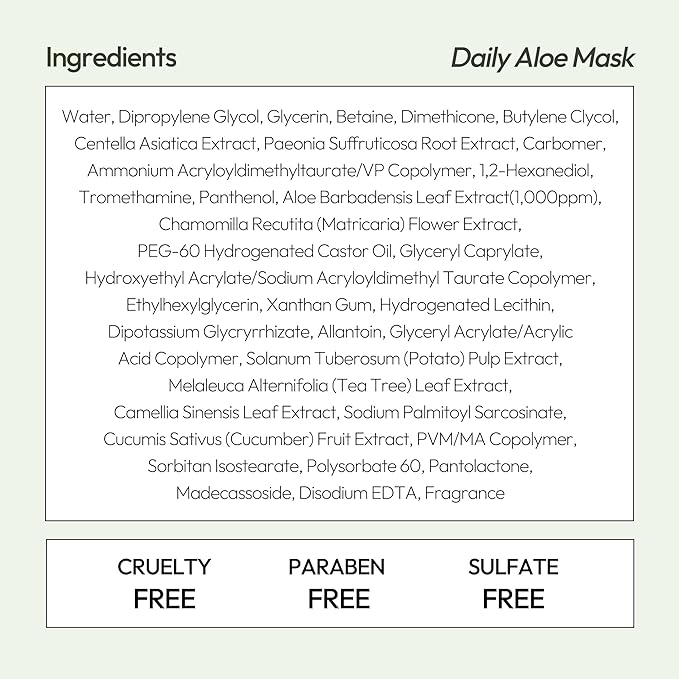 LAPCOS K Beauty Aloe Sheet Mask - Soothing & Hydrating Face Masks with Aloe Vera, Panthenol & Centella - Restores Elasticity & Repairs Skin Barrier - Breathable Sheet - Korean Skin Care (Pack of 5)