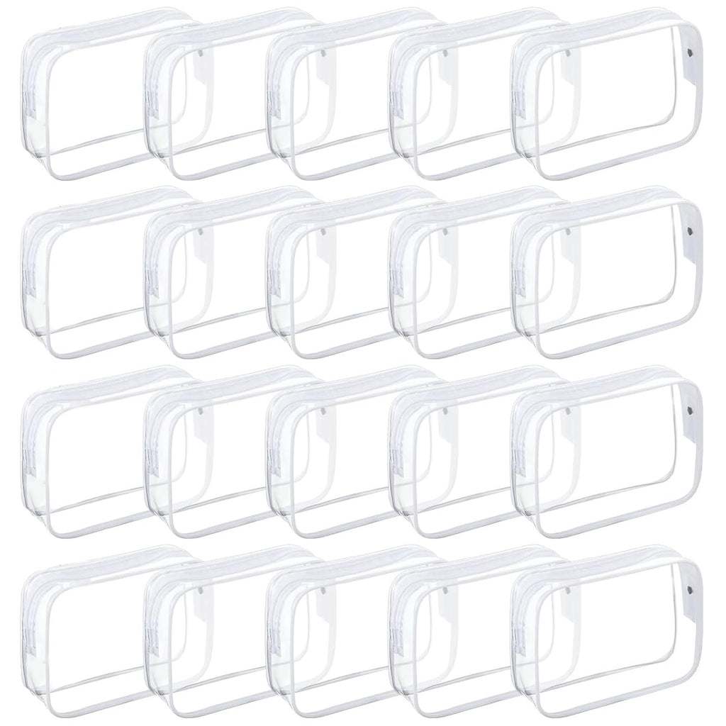 Tergy 20 Packs Clear Cosmetics Bags for Women Men Waterproof Toiletry Bags PVC Makeup Bags Organizer Case with Zipper for Travel Bathroom (White)