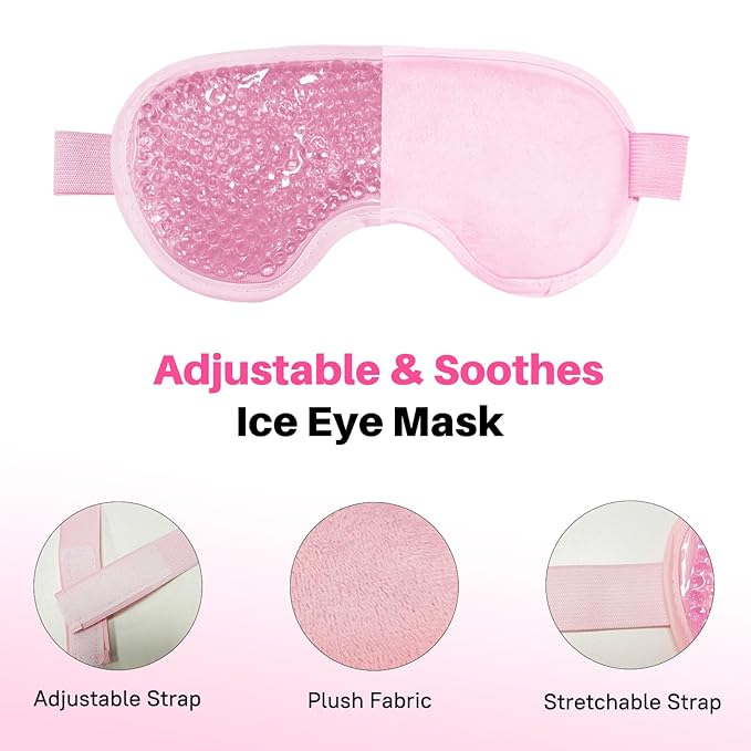 Permotary Cooling Eye Mask with Gel Bead 2 Pack Gel Eye Mask Cold Eye Mask for Relaxtion,Puffy Eyes Reusable Cold & Warm Compress for Puffiness,Dry Eyes,Headaches,Migraines,Stress Relief,Post Surgery