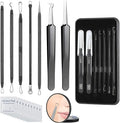 Meidaier 7Pcs Blackhead Remover Kit, Stainless Steel Acne Comedone Extractor with 10X Magnifying Glass & 20 75% Alcohol Pads, Pimple Whitehead Blemish Removal, Anti-Slip Handle & Storage Box