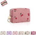 Playexen Mini Makeup Bag, Corduroy Small Cosmetic Bag for Purse, C-DPink