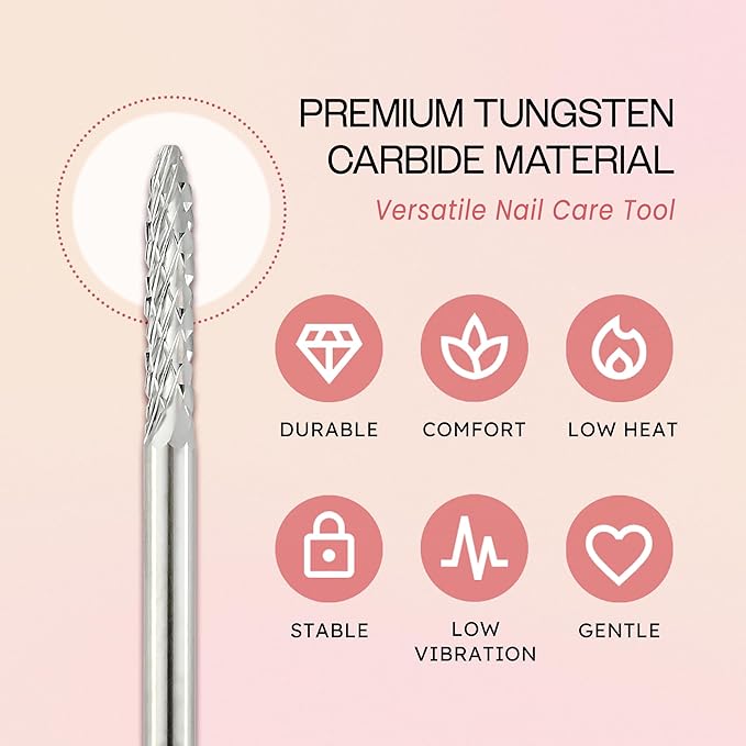 PANA 3/32" Cuticle Clean Nail Carbide Bit for Professional, Nail Salon, Nail Trimmer, Under Nail Cleaner, Electric Drill Machine, Manicure Tools (Silver-UNC, Coarse)