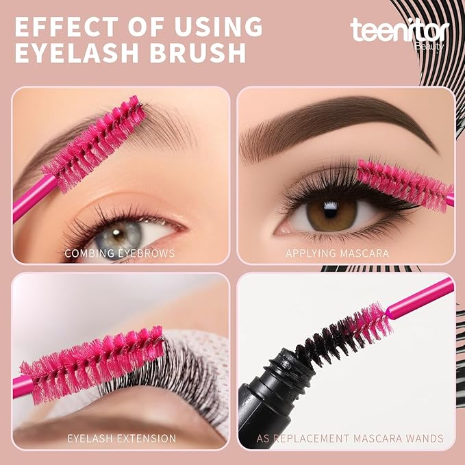 Teenitor 200 Pcs Mascara Wands & Lip Applicators Disposable, Lip gloss Lipstick Tester Disposable Makeup Applicators, Hot Red