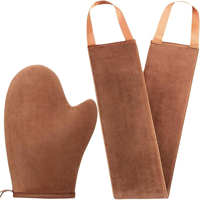 2 in 1 Self Tanning Mitt Applicator kit Self Tan Mit Self Tanner Mitt and Back Lotion Applicators for Your Back, Self Tan Mitt, Back Applicator Mitt for Self Tanner, Ultra Soft and Streak Free