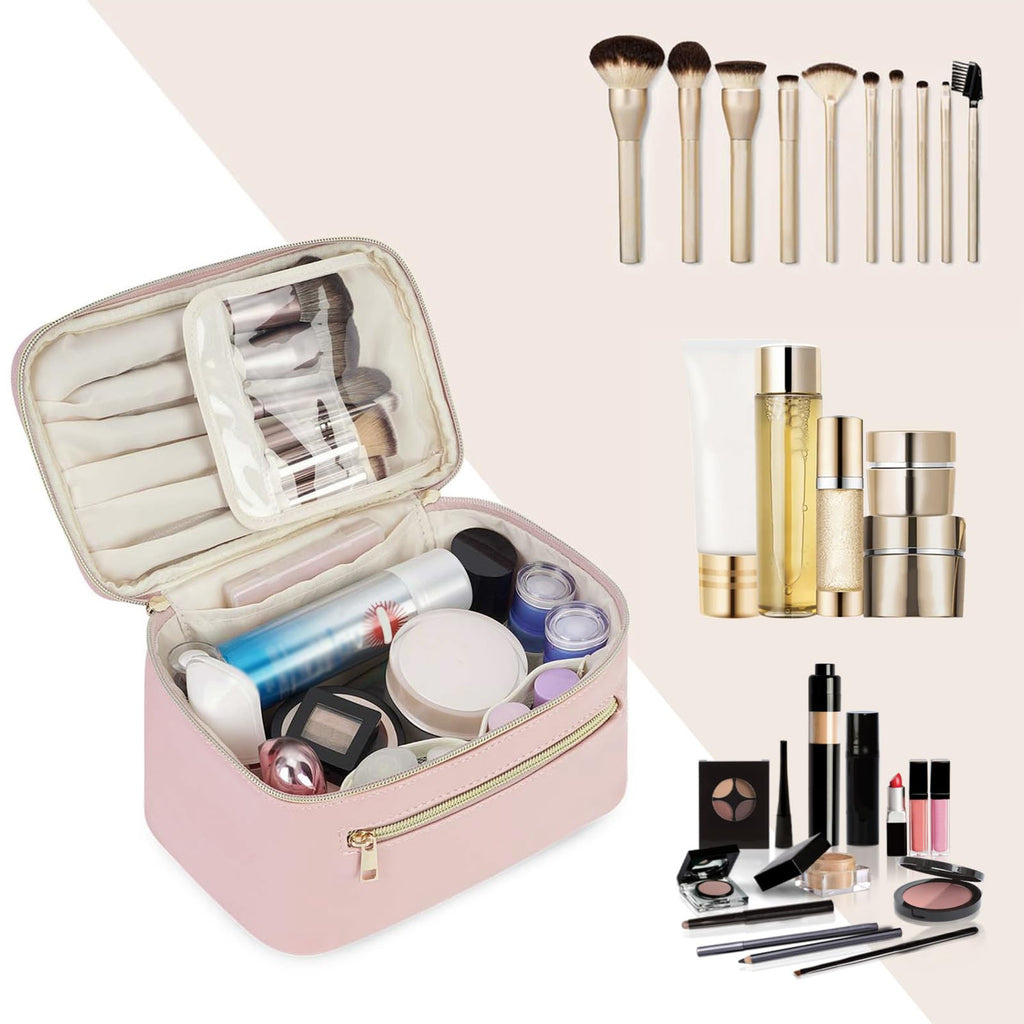 Wandering Nature Makeup Bag, Women Travel Make Up Vanity Case with Handle
