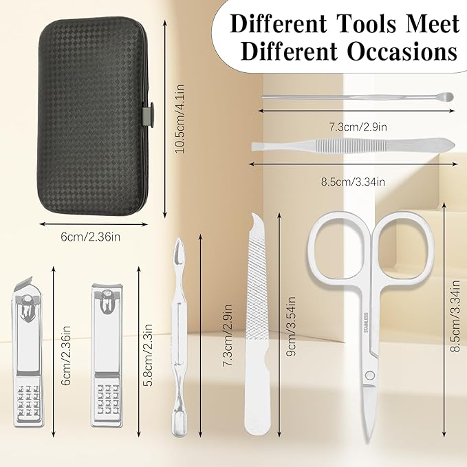 Manicure Kit for Men Women Nail Clippers Pedicure Tools Kit Travel Nail File Toe Set Finger Grooming Kits Christmas Birthday Gifts Ideas Stocking Stuffers Kids Adults Teens Boys Girls Friends(Silver)