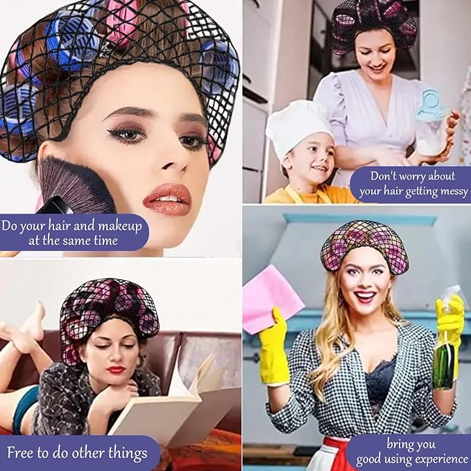 6 Pcs Triangle Hair Net Women Black Mesh Extra Large Sleeping Plopping Cap Salons Holding Drying Curly Hair Styles for Rollers Good Service Workers