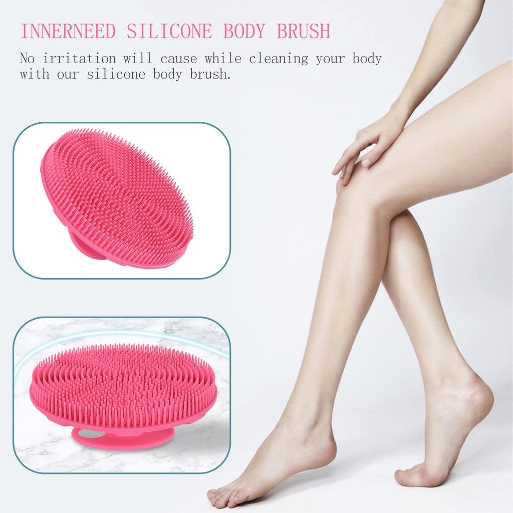 INNERNEED Food-Grade Soft Silicone Body Scrubber Shower Brush, Pink