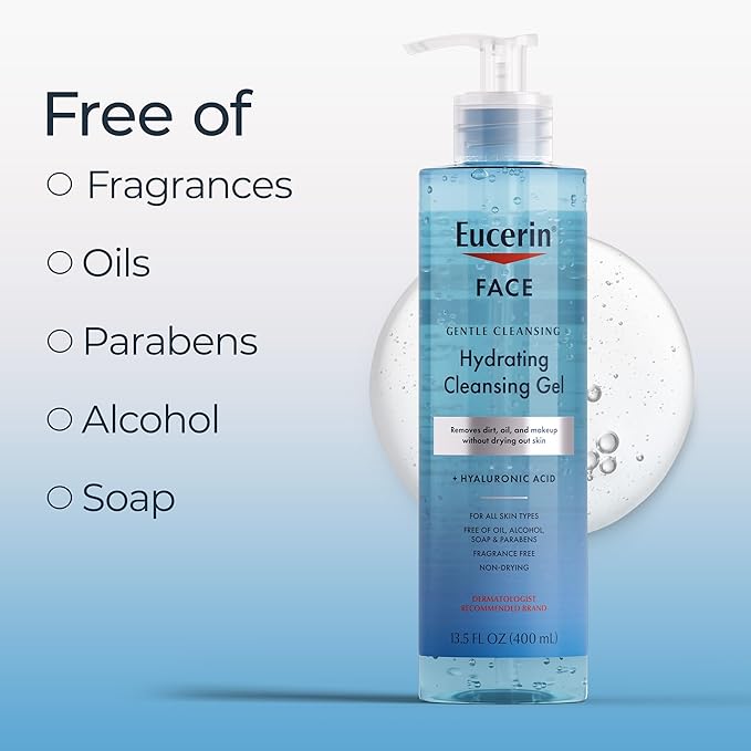 Eucerin Gentle Cleansing Hydrating Gel Cleanser, 13.5 Fl Oz Bottle