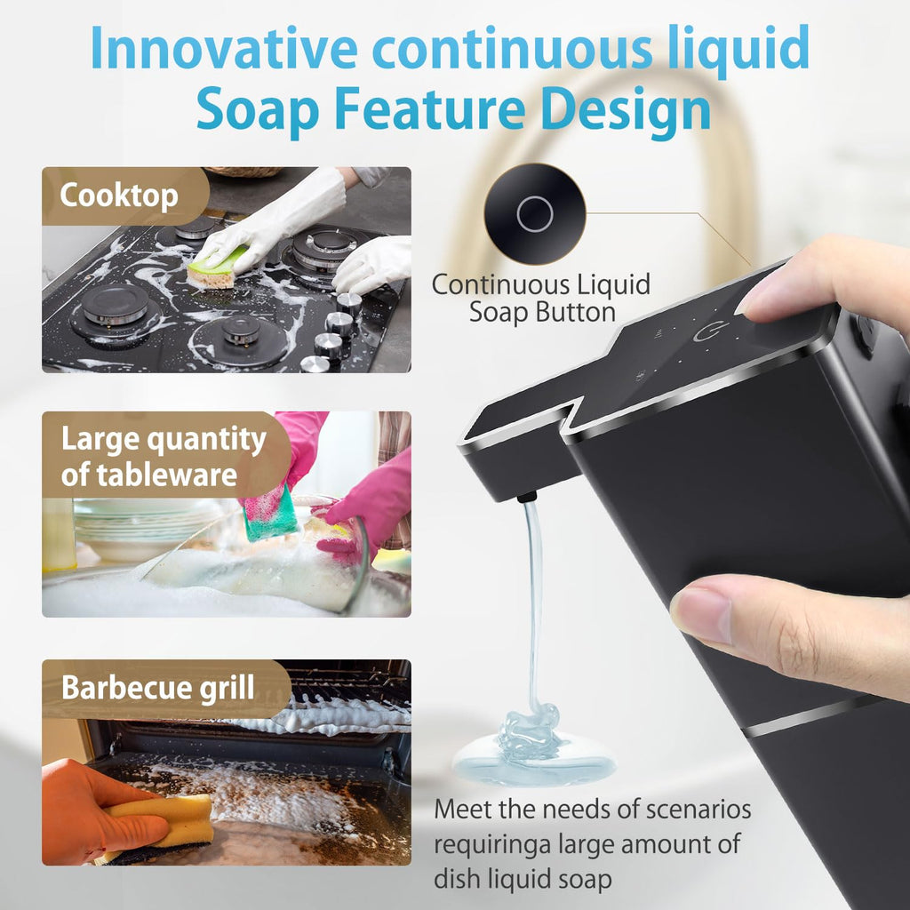 JEMISUN Automatic Liquid Soap Dispenser Touchless Soap Dispenser 380ml/12.8oz Rechargeable, Wall Mounted,4 Levels Adjustable Auto Soap Pump for Bathroom Kitchen Dish Soap