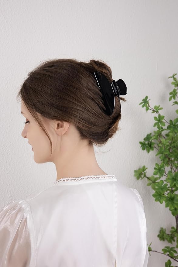 OideGuiing Durable Acetate Hair Clips - 4-Inch Black Claw Clips for Fine and Thick Hair (Black)