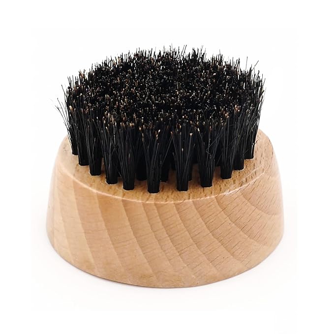 Menesia Small Round Beard Brush, Boar Bristle Wooden Brush for Travel