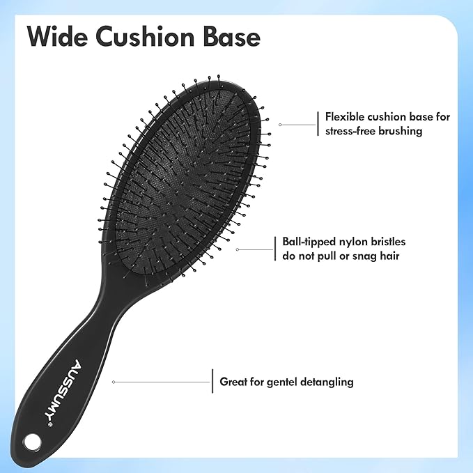 Aussumy 4 Pack Detangling Hair Brush - Air Cushion Detangler Hairbrush with Ultra Soft Bristles for Effortless Tangle Removal For Wet Dry Damaged Curly Fragile Hair for Women Men Boys Girls Adult Kids