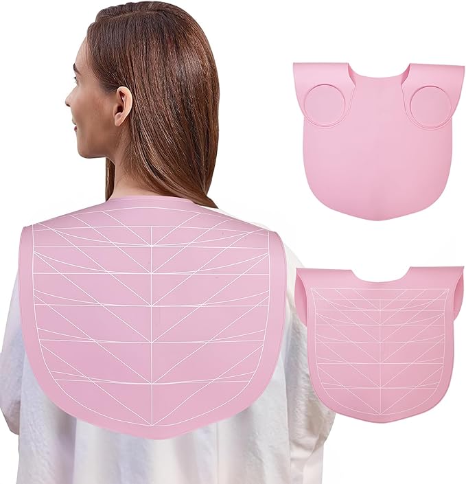 Professional Hair Cutting Cape with Geometric Grid Pattern, Longer Silicone Waterproof Cutting Mat,Neck Guide (Pink)