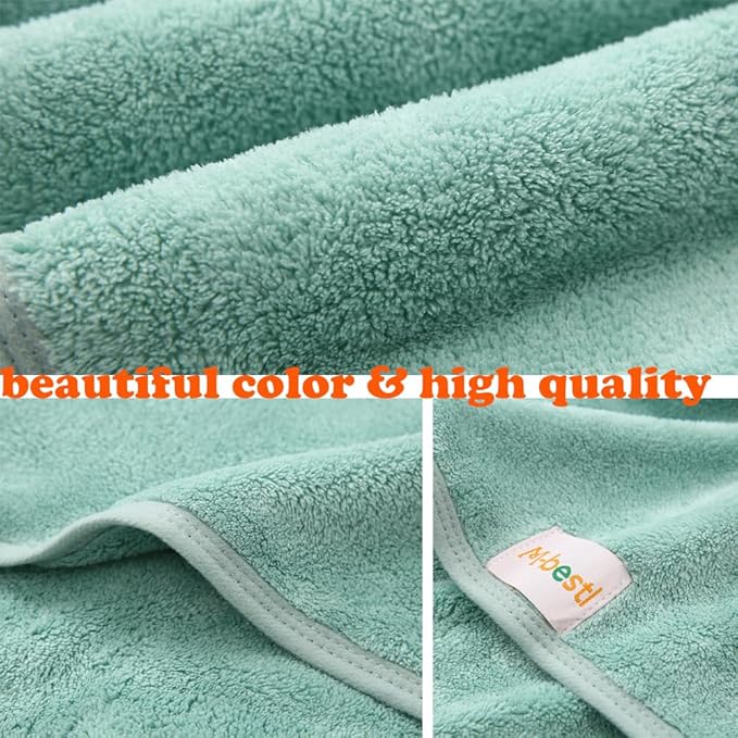 M-bestl 2 Pack Microfiber Hair Towel Wrap,Hair Drying Towel with Button, Hair Towel Turban,Head Towel to Dry Hair Quickly (Green&Green)
