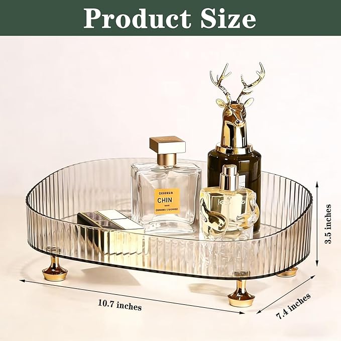 Vanity Tray Perfume Organizer – Acrylic Bathroom Tray,Countertop Storage Decor Trays for Dresser,Makeup Skincare Cosmetic Organization (Clear)
