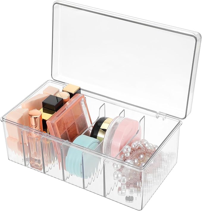 Lash Extension Organizer & Storage, Acrylic Lash Extension Organizer, Large Capacity Eyelash Extension Supplies Storage Container Box with Lid, Neatly Store and Organize Your Lash Supplies (Clear)