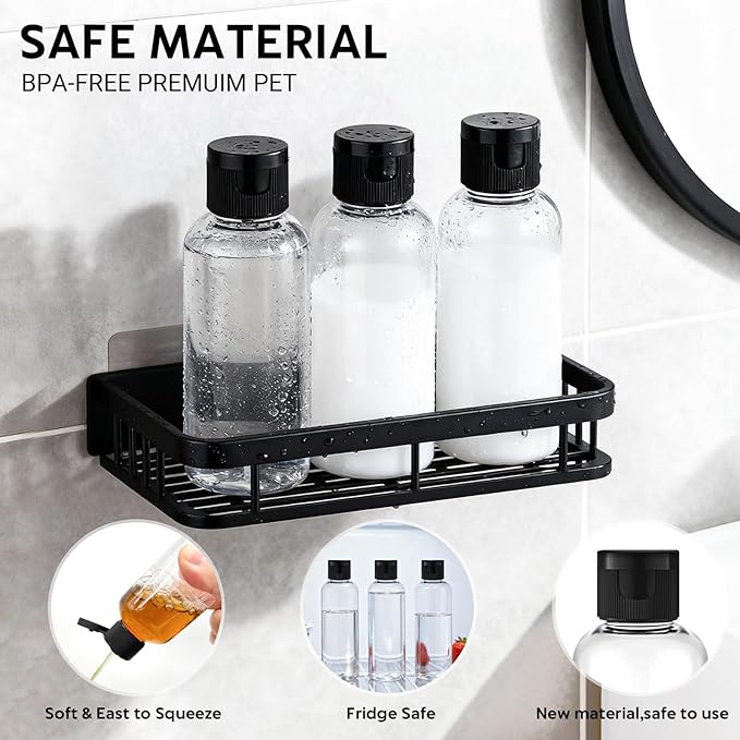 Pfesuqo 5 Pack 3.4 oz Travel Bottles for Toiletries, TSA Approved Leak Proof Refillable Travel Size Containers, Clear Plastic Shampoo Bottles for Lotion Conditioner