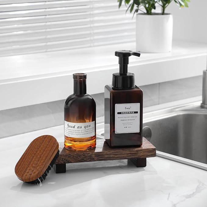 Wood Bathroom Tray Farmhouse Decor Kitchen Soap Holder 8.7"x3.6" Dark Brown