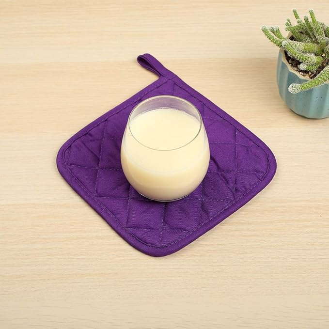 Lifaith 6 Pack Potholders Kitchen Pot Holders Set,Cotton Pot Holders for Kitchen 7 inch hot Pads,Heat Resistant Hot Pads for Cooking and Baking Grape