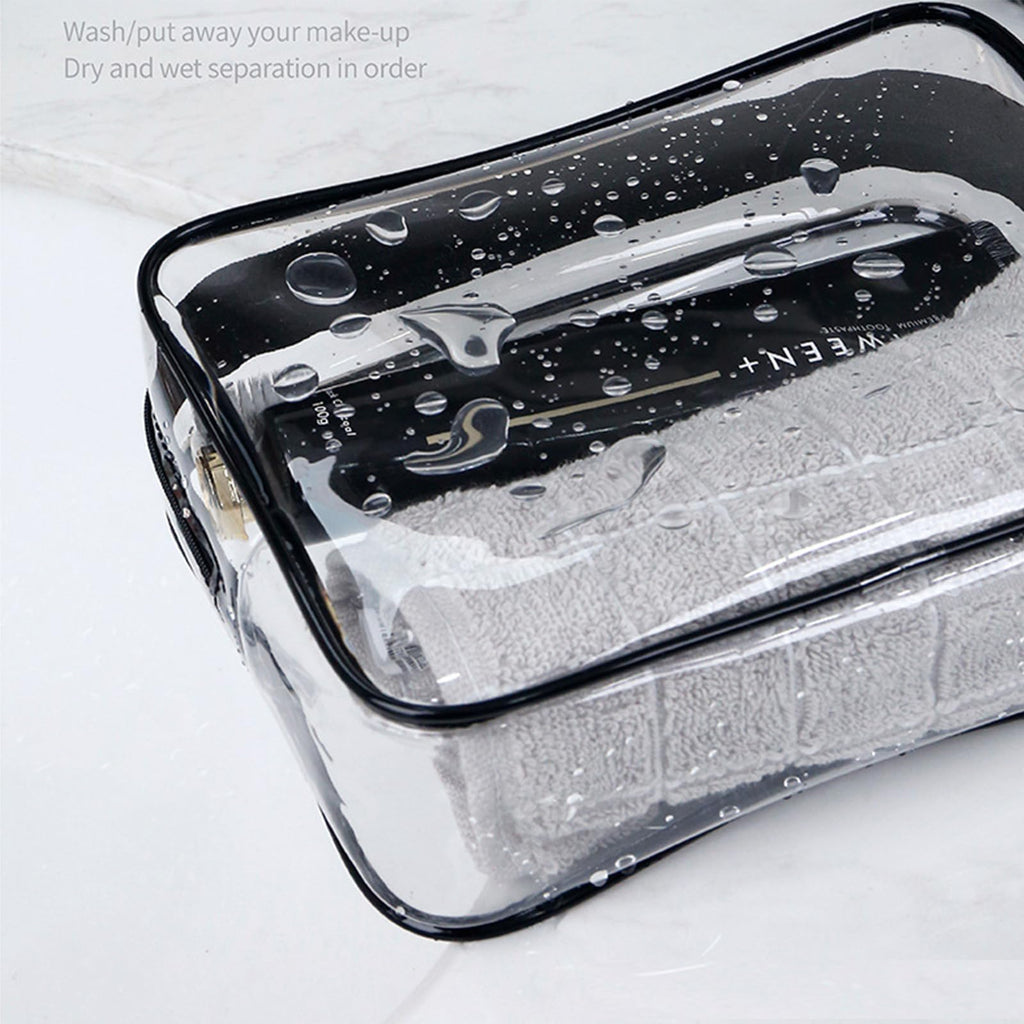 20 Packs Clear Cosmetics Bags for Women Men Waterproof Toiletry Bags PVC Makeup Bags Organizer Case with Zipper for Travel Bathroom (Black)