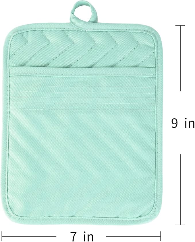 Anyi Pot Holders and Oven Mitts 7" X 9" Heat Resistant Cotton Pocket Pot Holder Set Feature of Non Slip Kitchen Hot Pad Oven Mitts, 3-Pack (Orange)