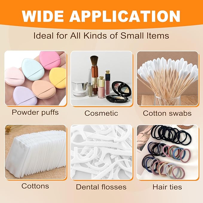 Etenpo 4 Packs Plastic Square Cotton Pad Holder, Hair Tie Container, Multiple Colors, Portable For Traveling, Suitable for Makeup Remover Cotton Balls,Organizer for Collecting Small Items(3.3 x 1.5in)