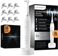 DENSONIC Electric Flosser Kit with Tongue Scraper | No Water, No Mess | Easy Gliding Dental Floss for Gentle Gum Care | Cordless Sonic Power | 50 Replaceable Heads [Glacier White]