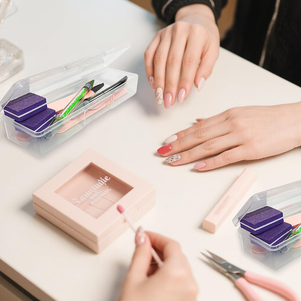 Plastic Nail Storage Manicure Tool Box, 4PCS Storage Personal Box Nail Implement Storage Box Organizer Case Box for Nail Art Pedicure Supply (Clear-4pcs, Small)