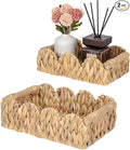 Scalloped Wicker Rattan Baskets for Shelf, Toilet Paper Storage Basket for Over Toilet Storage Shelf, End Table, Living Room, Bedroom, Shelves, Handwoven Farmhouse Home Decor, Natural Set 2