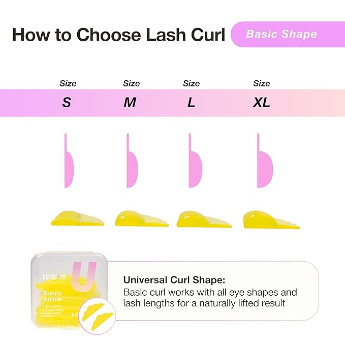 Curacoro Lash Lift Shields, 8 Pcs/4 Sizes Reusable Silicone Rods