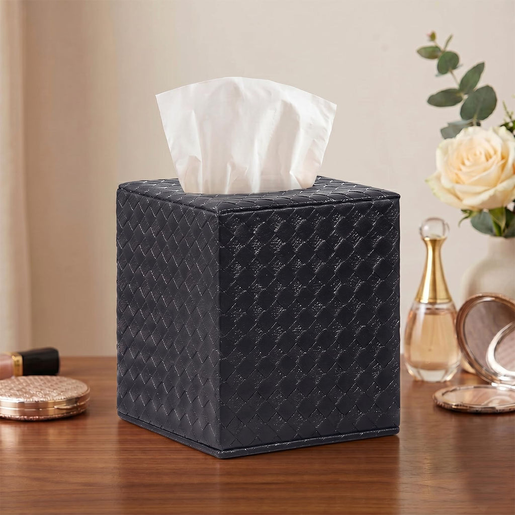 Black Tissue Box Cover, Square, Tissue Box Holders for Bathroom Accessories