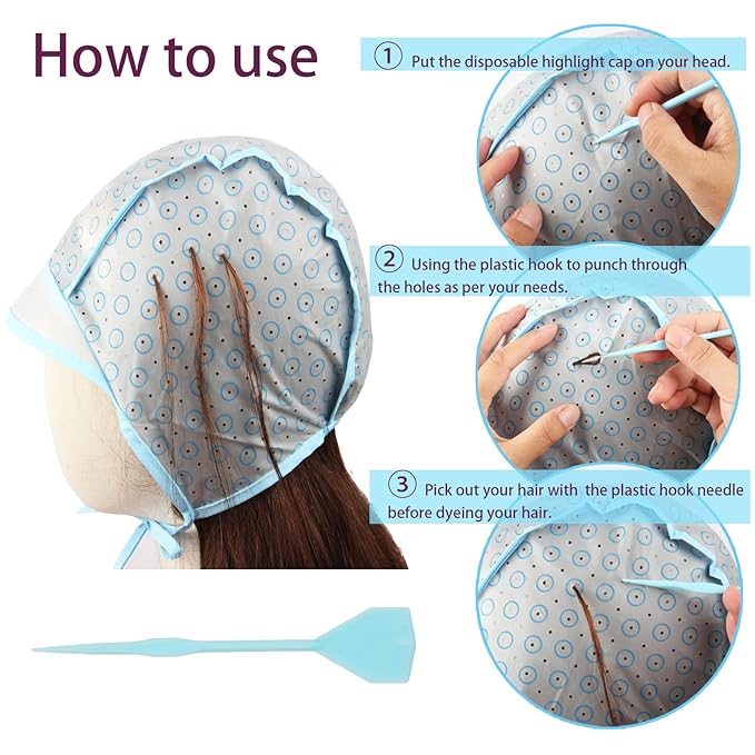 Hair Highlight Cap, Highlighting Cap for Dyeing with Crochet Hook