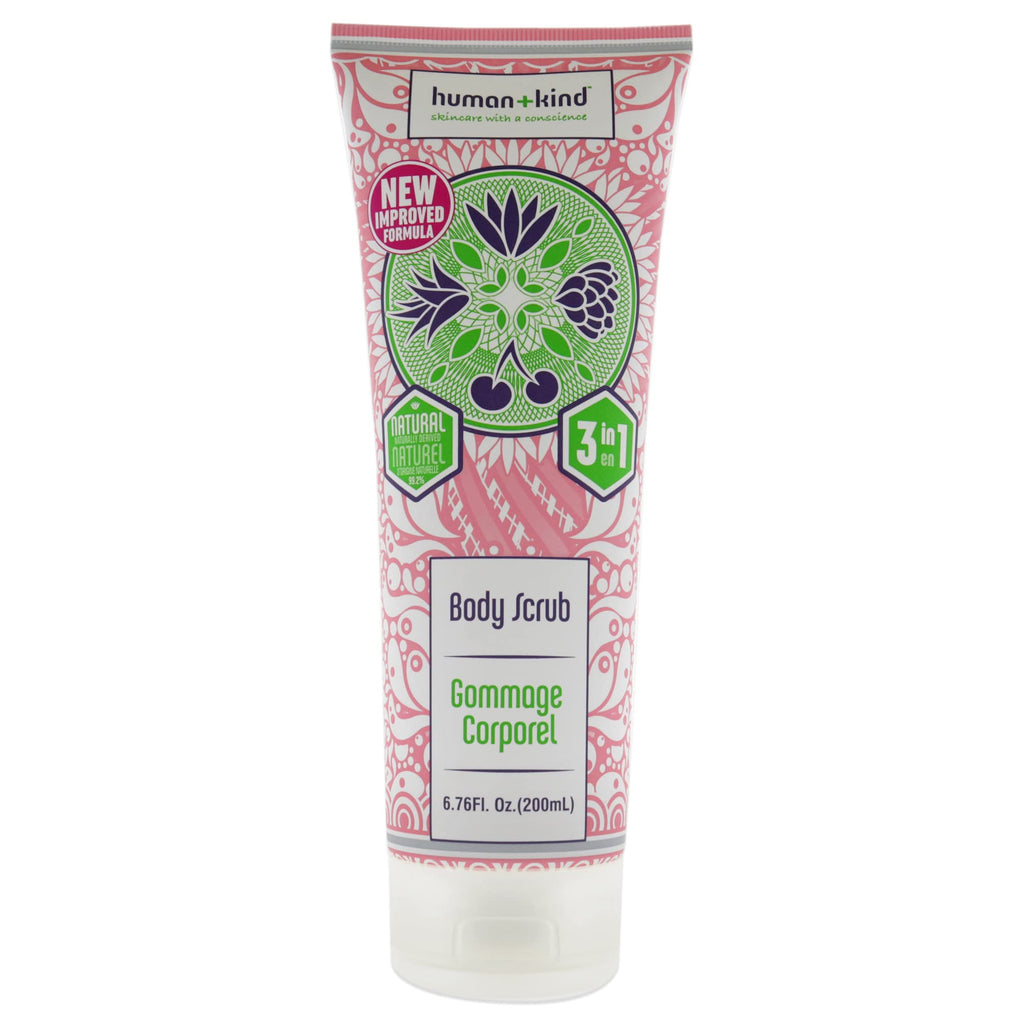 Human+Kind Body Scrub - Exfoliating, Hydrating Body Polish that Scrubs Away Dead Skin Cells - Clarifying Treatment for Soft, Smooth Skin with Bamboo Extract Beads - Vegan and Cruelty Free - 6.76 oz