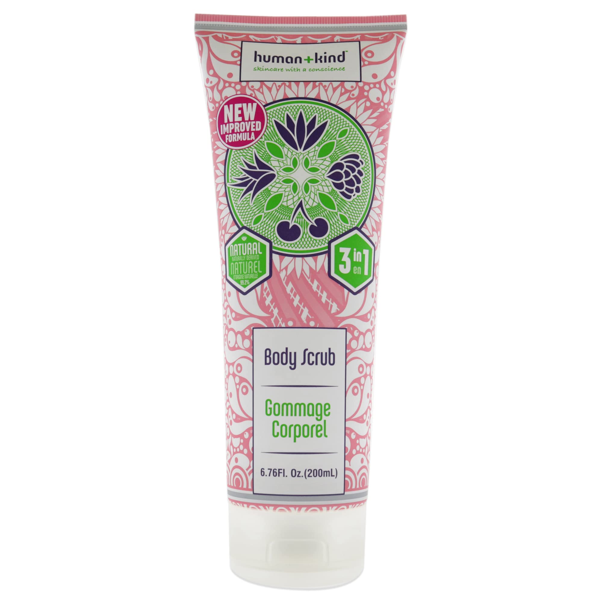 Human+Kind Body Scrub - Exfoliating, Hydrating Body Polish that Scrubs Away Dead Skin Cells - Clarifying Treatment for Soft, Smooth Skin with Bamboo Extract Beads - Vegan and Cruelty Free - 6.76 oz