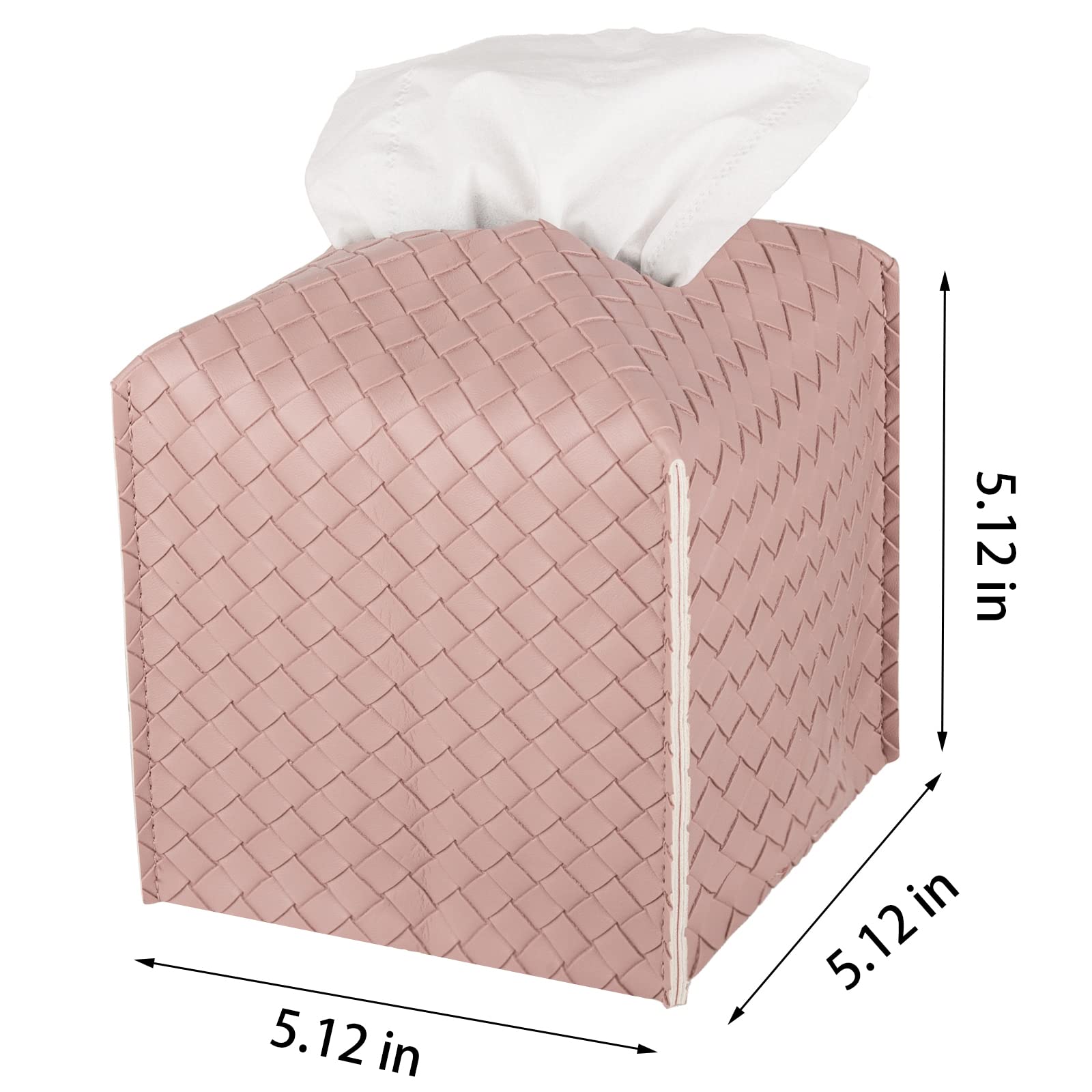 Tissue Box Cover Square Leather Facial Paper Holder, Pink
