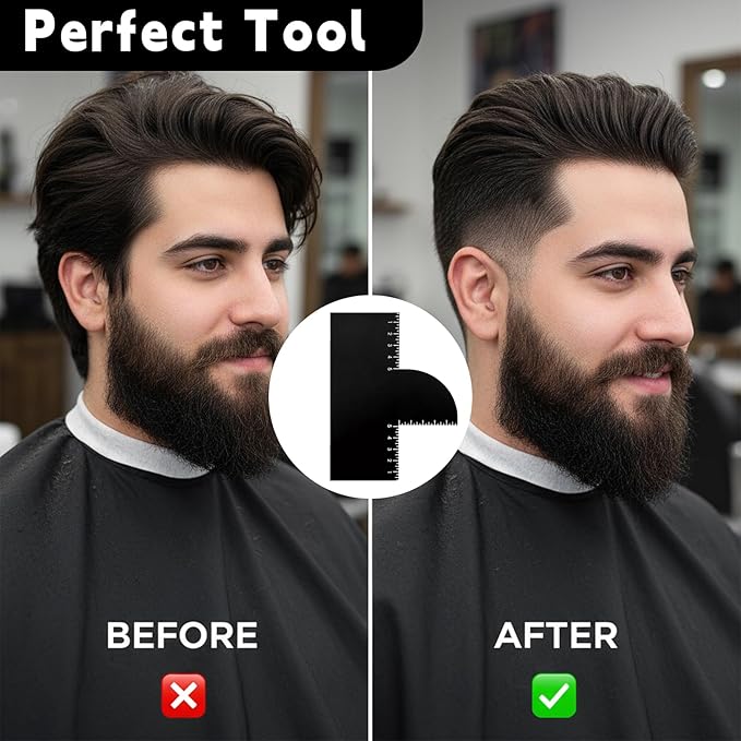 Ocoullow Enhancement Card for Barbers with Measurement Indicators, Reusable Hairline Shaping Tool, Color Spray Edge Line Up Tool, Barber Accessories for Precise Hairline & Beard Styling - Black